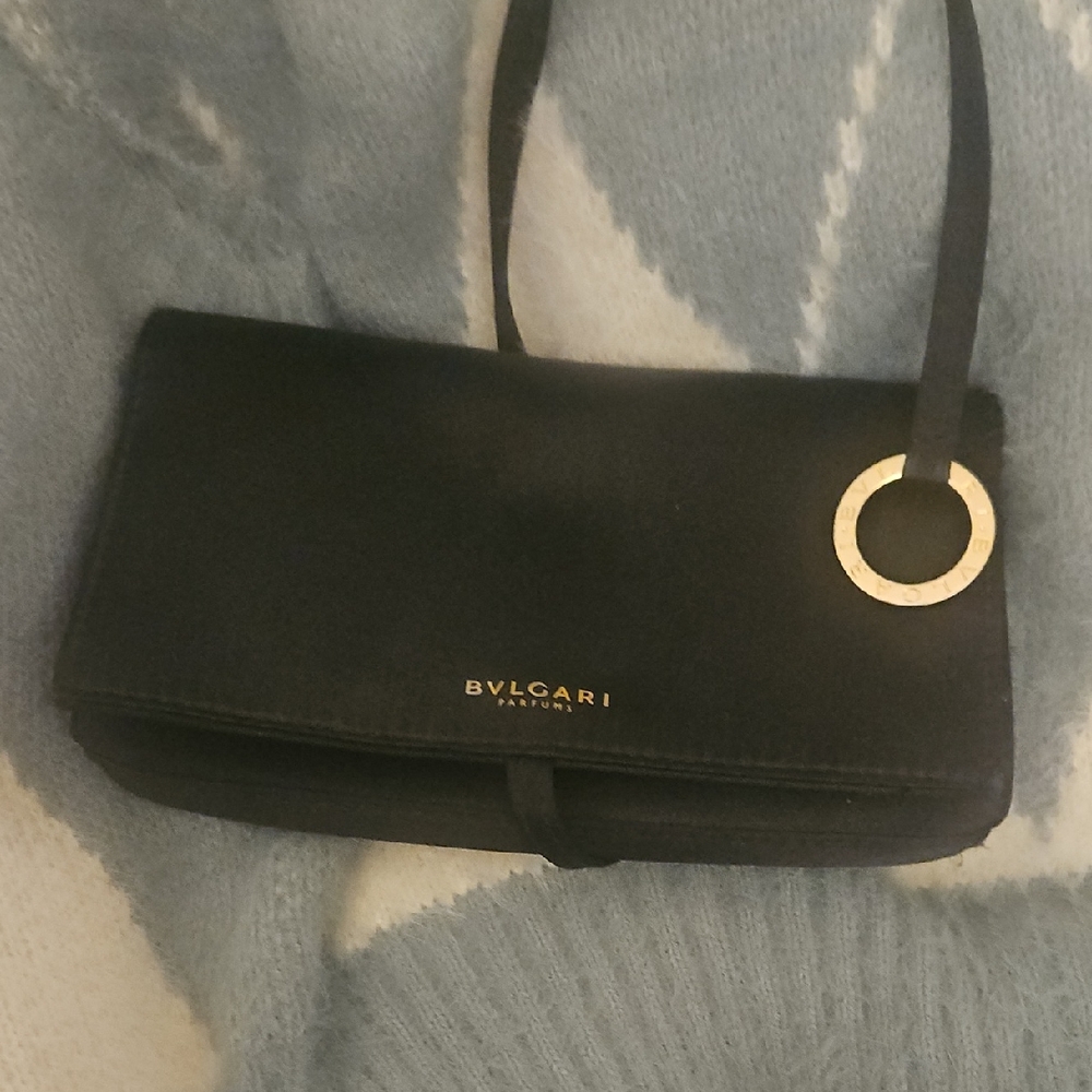 Bulgari Black Clutch with Gold Accent